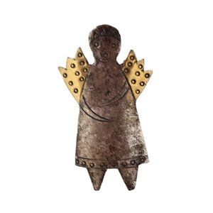 1920's Antique Guardian Angel Silver Brass Brooch 2"x1.25" Lapel Pin Vintage